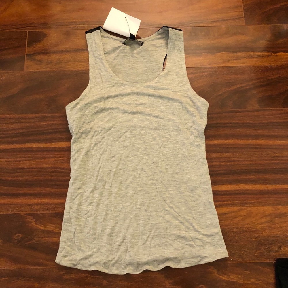 Elizabeth & James gray lamb leather racerback top